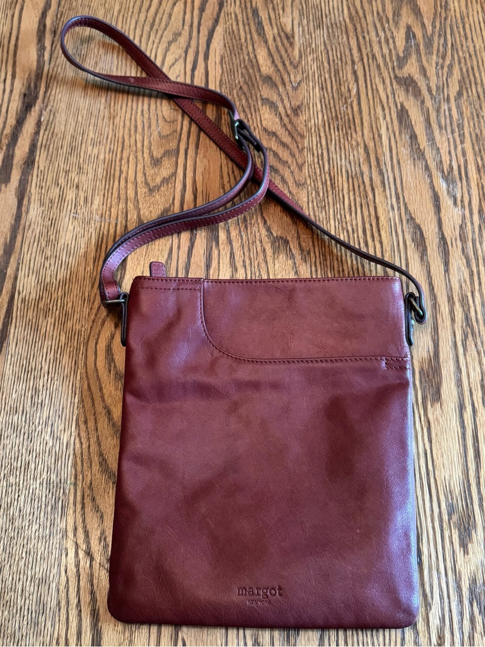 Margot Rich Brown Leather Crossbody Purse Organizer Bag